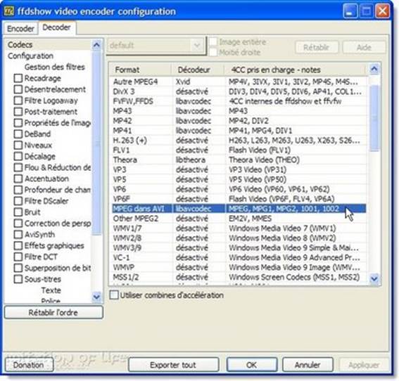 Select 'Start > All Programs > ffdshow > Video Decoder Settings'. Look under the Default Codec section and find 'MPEG-2'.