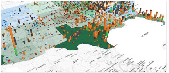 Microsoft’s Power BI shows you data based on location, among other insights. Capacity by energy source is shown here.