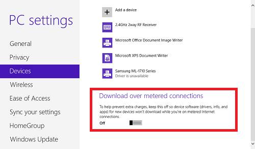 Make sure that the option "Download over metered connections" is turned off.