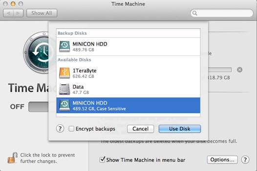 Time Machine backup