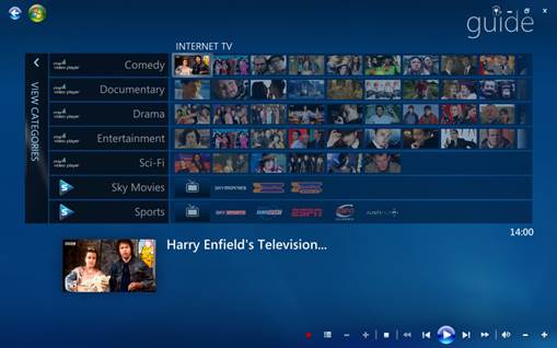 The Tuner Free MCE add-on for Windows Media Center has live andcatch-upTV