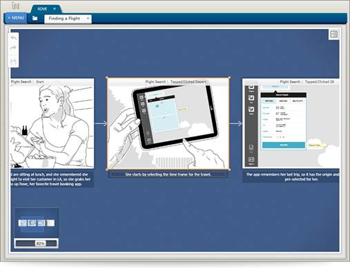 Indigo Studio makes storyboards for prototype applications, including interactive screens to show how it will work