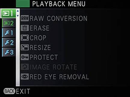 Playback menu