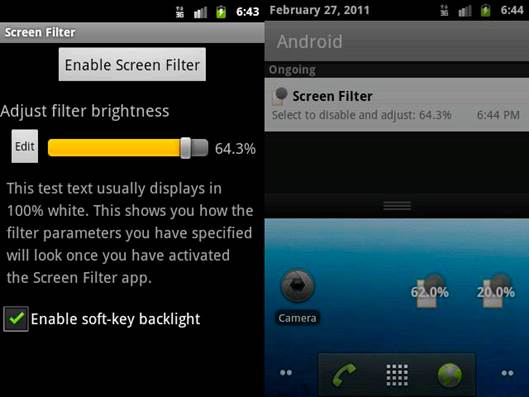 Filter - Dim your screen far more than the native settings allow