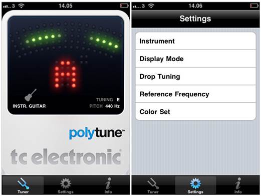 PolyTune supports dropped tunings, has two metering modes and a selectable reference frequency, and it works with bass, too