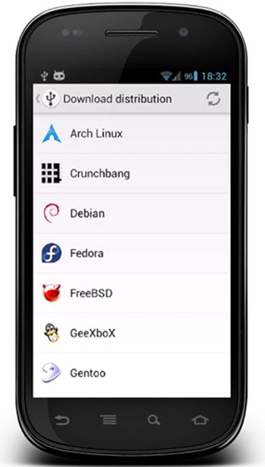 Access a range of Linux distributions from inside the DriveDroid app
