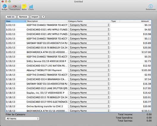 Readily import your financial data into the Transactions window, and then go from there.