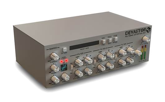 Devastor’s three filters work in parallel, although they can also be individually shifted to either before or after the clipper circuit