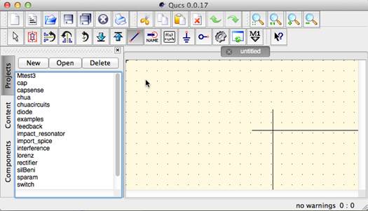 Figure 1: The QUCS main window