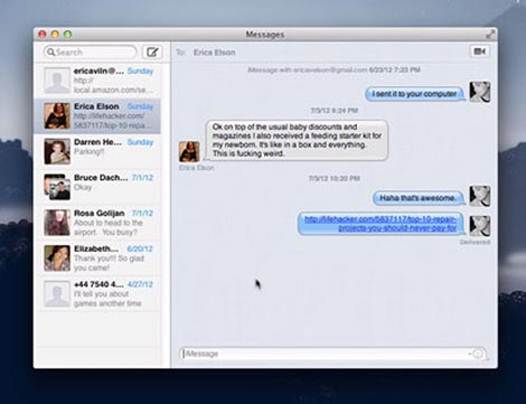 Description: Mountain Lion adds support for iMessage in the form of the new Messages app.