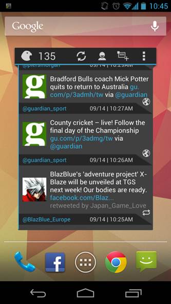 Falcon Beta widget Twitter control