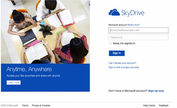 1. SkyDrive account