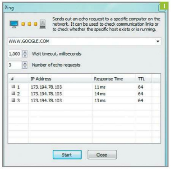 Description: Start with the Ping window, which sends a quick, sonar-Like ping to any IP address you choose. 