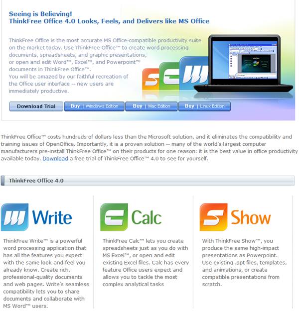 Description: ThinkFree Office 4